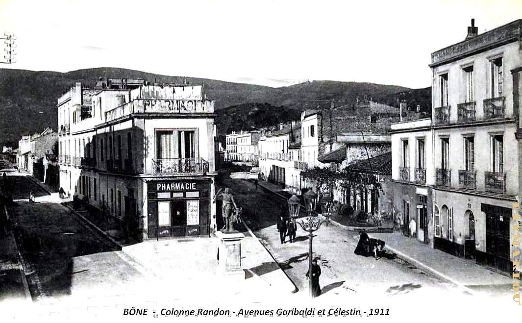 Bone - Colonne Randon  - Avenues Garibaldi et Celestin- 1911.jpg